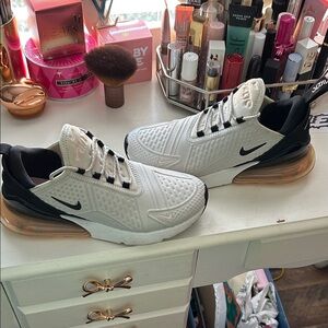 Nike Women's Cream and Black Sneakers